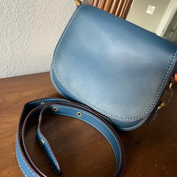 Coach 1941 Blue Saddle Bag with Adjustable Strap - Picture 6 of 10